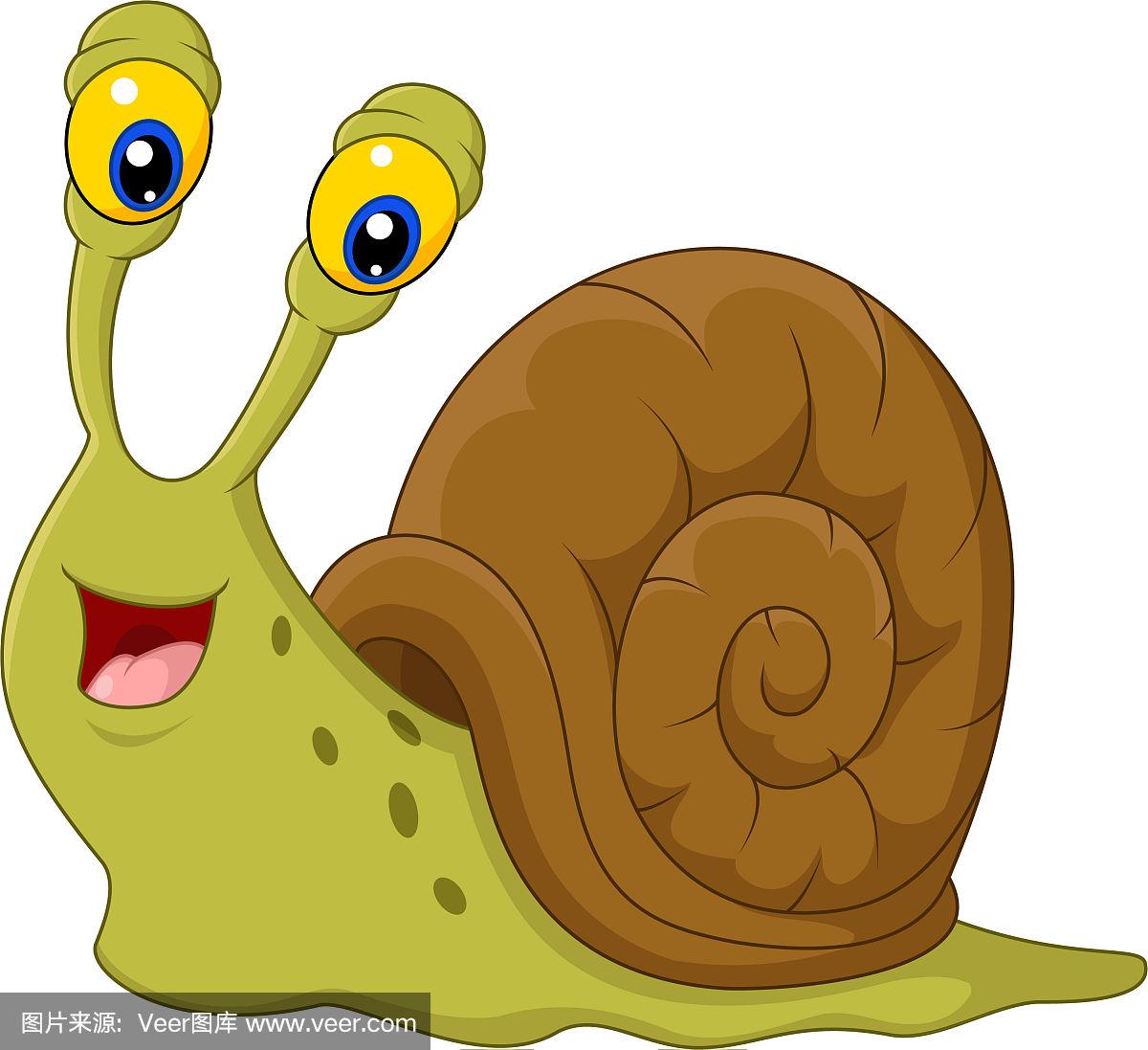 可爱的蜗牛卡通孤立在白色的背景