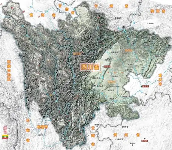 中国各省地形图-四川省