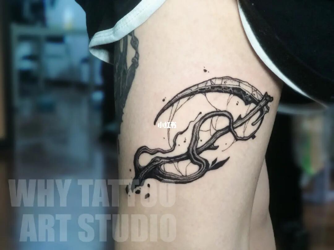 rl3客人自带图~暗黑风镰刀,近期真的好喜欢用圆针做细腻的图捏#纹身