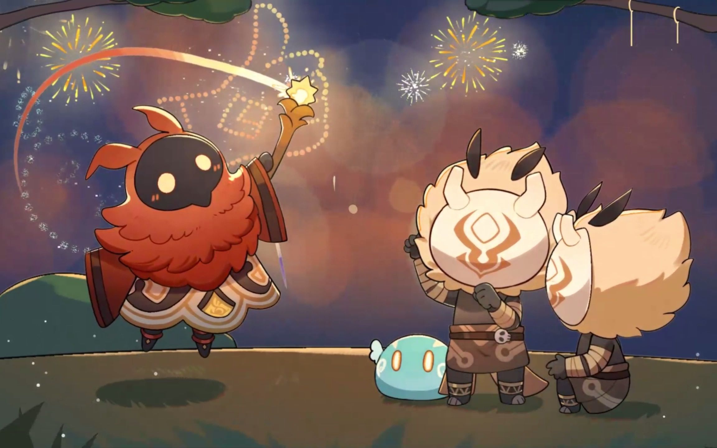 「星彩漫天」——《原神》烟花卡片动态壁纸分享 丘丘人