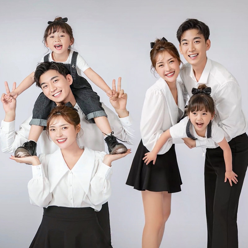 展会新款影楼亲子装儿童摄影服装一家三口全家福艺术拍照写真衣服