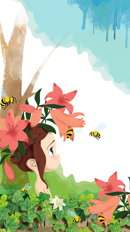 手绘春花春景h5背景