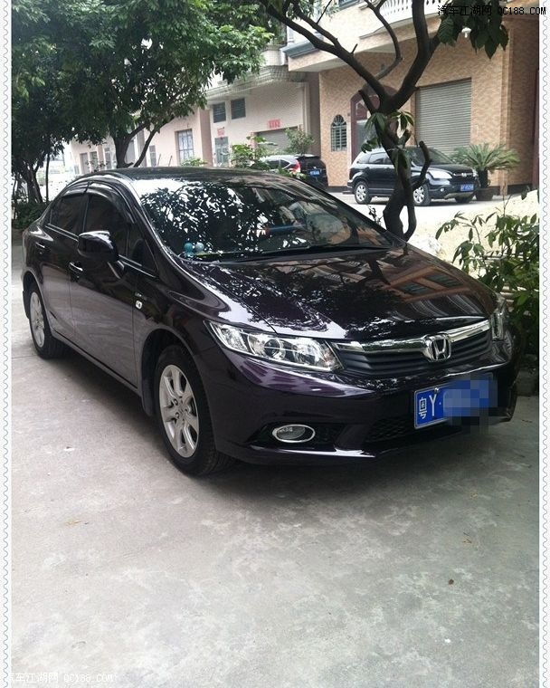 exi本田紫色思域小屏加装倒车影像作业