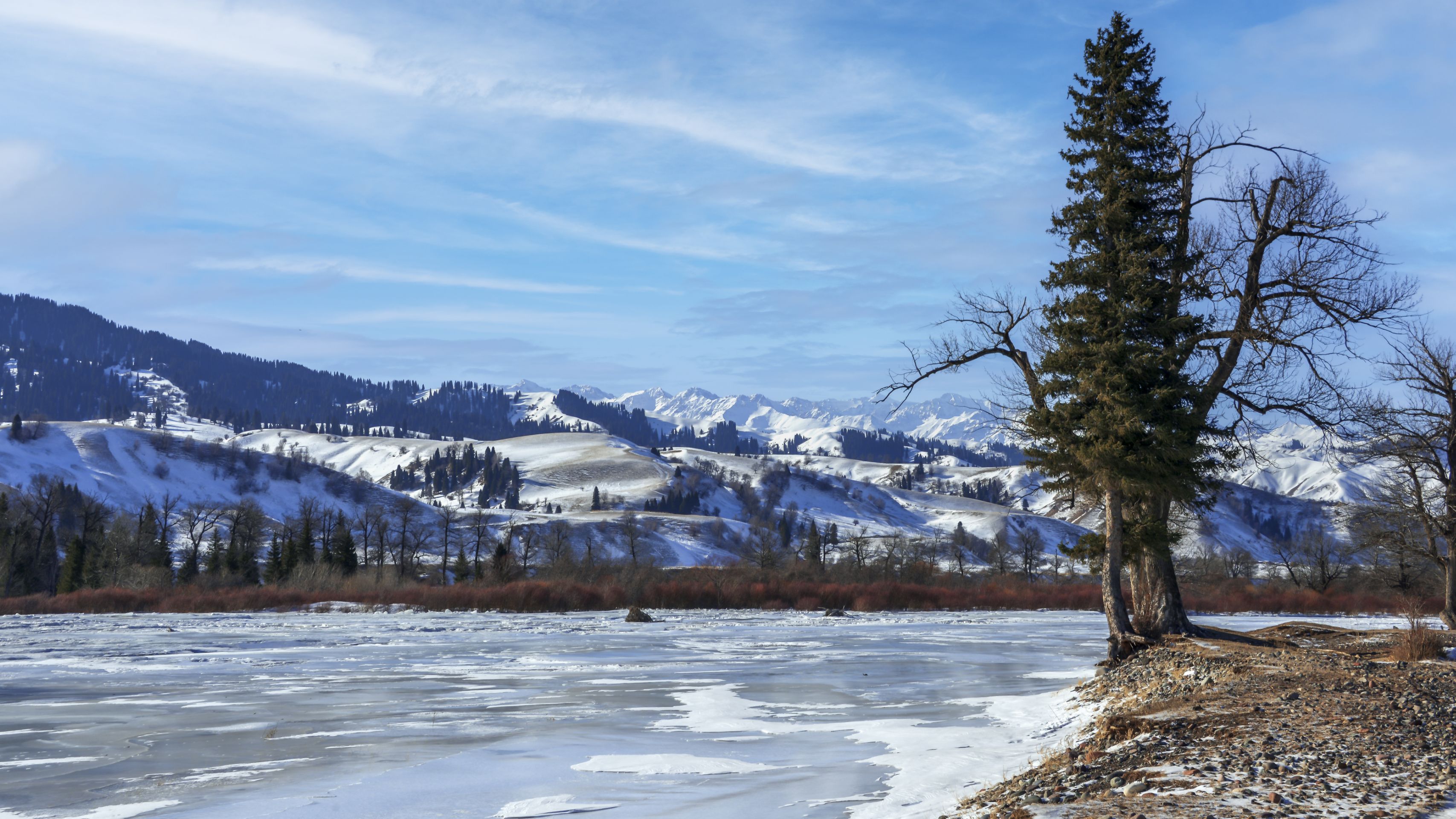 冬季的伊犁州那拉提风景如画电视剧大秦赋在此取外景