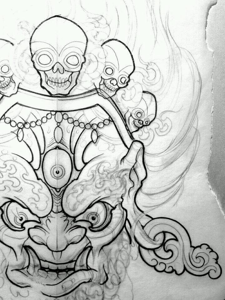 半面普巴金刚_纹身图案手稿图片_ceo 修的纹身作品集