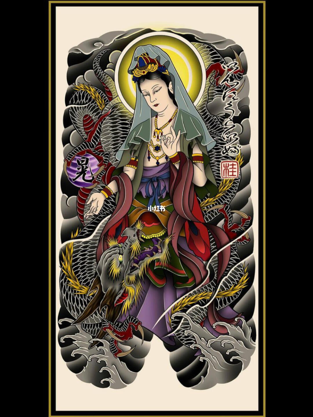 ins日式传统纹身手稿分享9177#日式满背观音_纹身_instagram_刺青