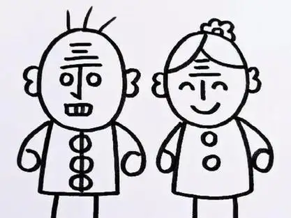 童年的记忆丁老头和丁老太#创作灵感 #简笔画 #一学就会的简笔画