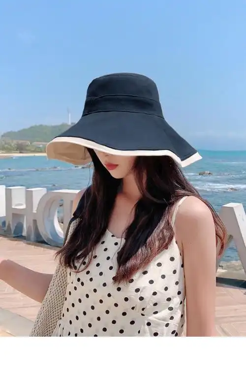 jeep吉普高档精品双面渔夫帽女夏大帽檐网红遮阳帽遮脸防晒防紫外线大