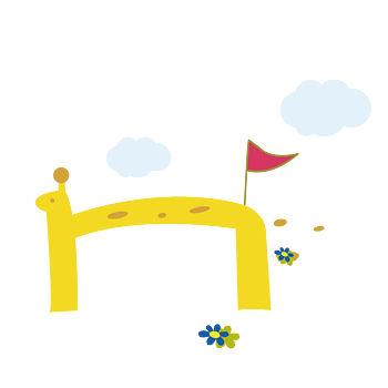 矢量卡通黄色幼儿园大门口设计