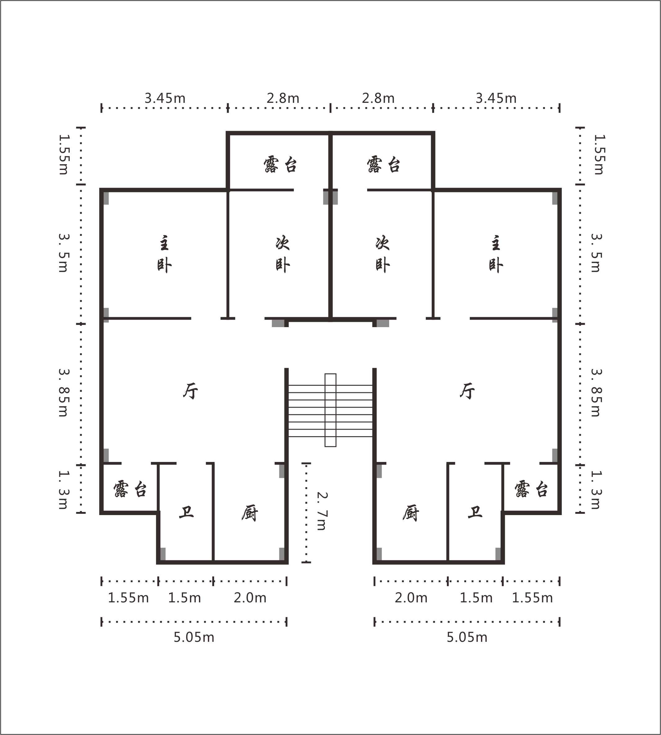 这一梯两户的小户型怎么装修好呢?这尺寸还没把墙体厚度去掉的