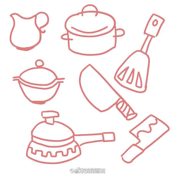 可爱厨房工具简笔画
