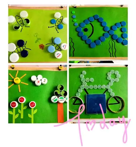 其它 趣玩瓶盖 写美篇瓶盖走进美工区,色彩搭配粘贴画,吊饰手工美如画