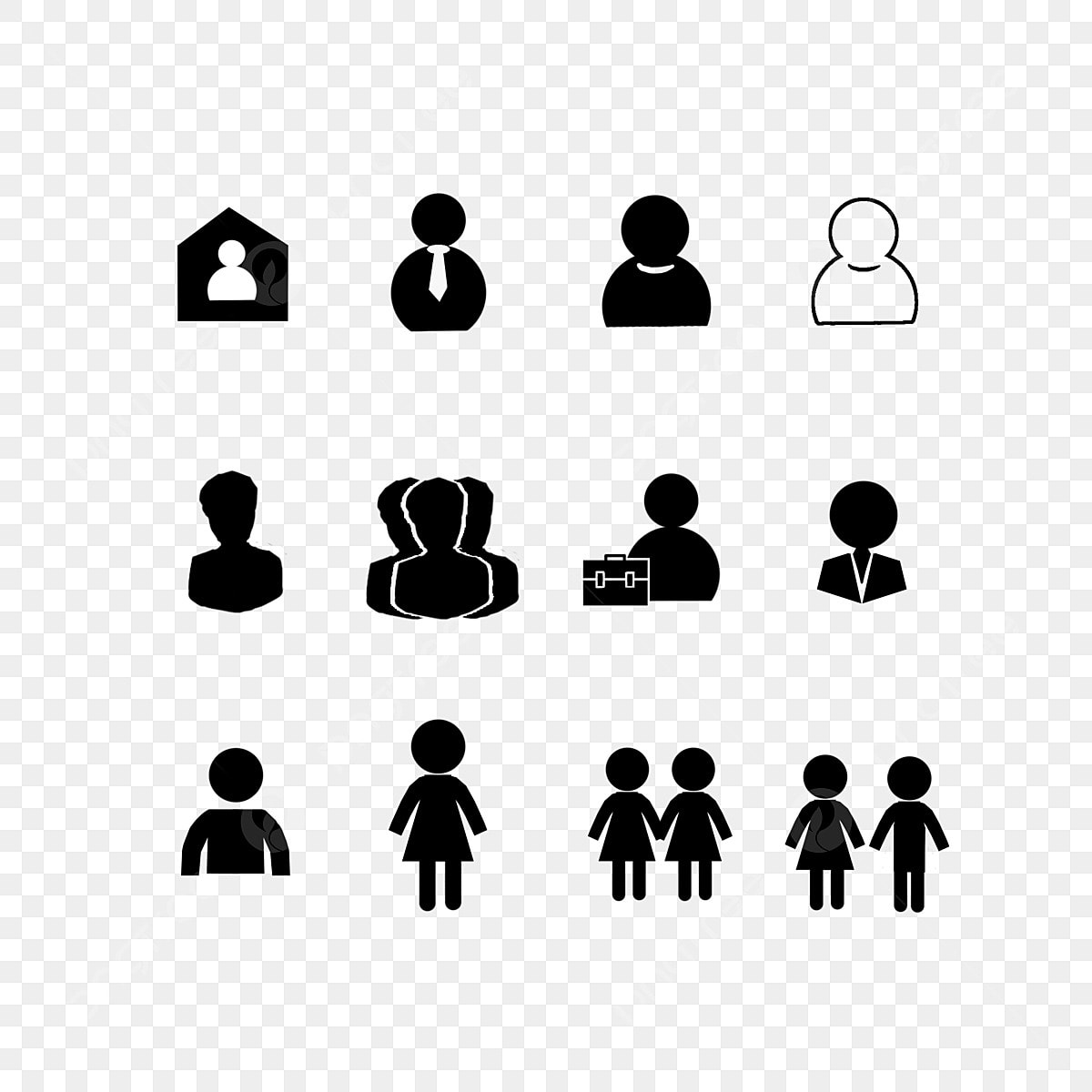 图标 人物图标 黑白人形图标 黑白色 免费png和psd图片素材