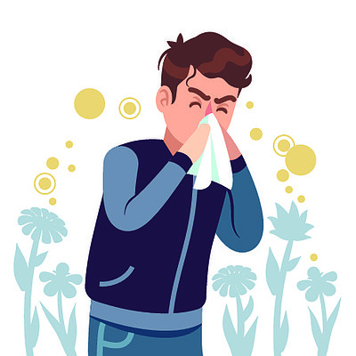 春季过敏,症状病流鼻涕,发痒和打喷嚏,咳嗽和流泪,保健慢性问题扁平