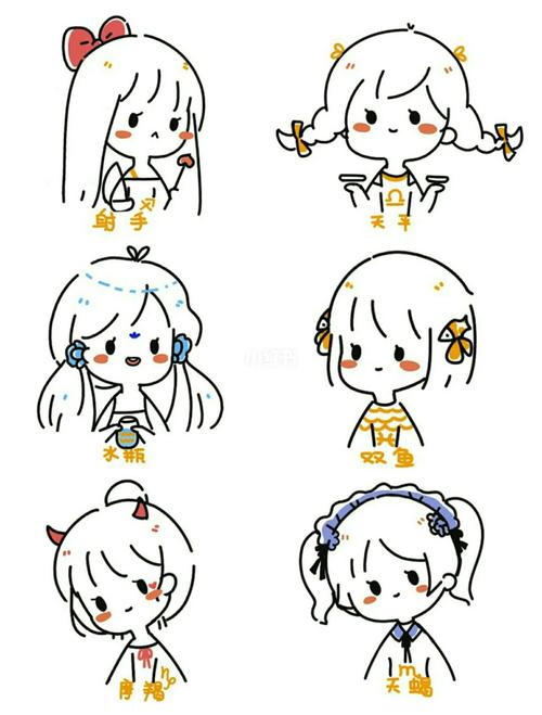 十二星座的可爱简笔画简笔画星座绘画可爱简笔画
