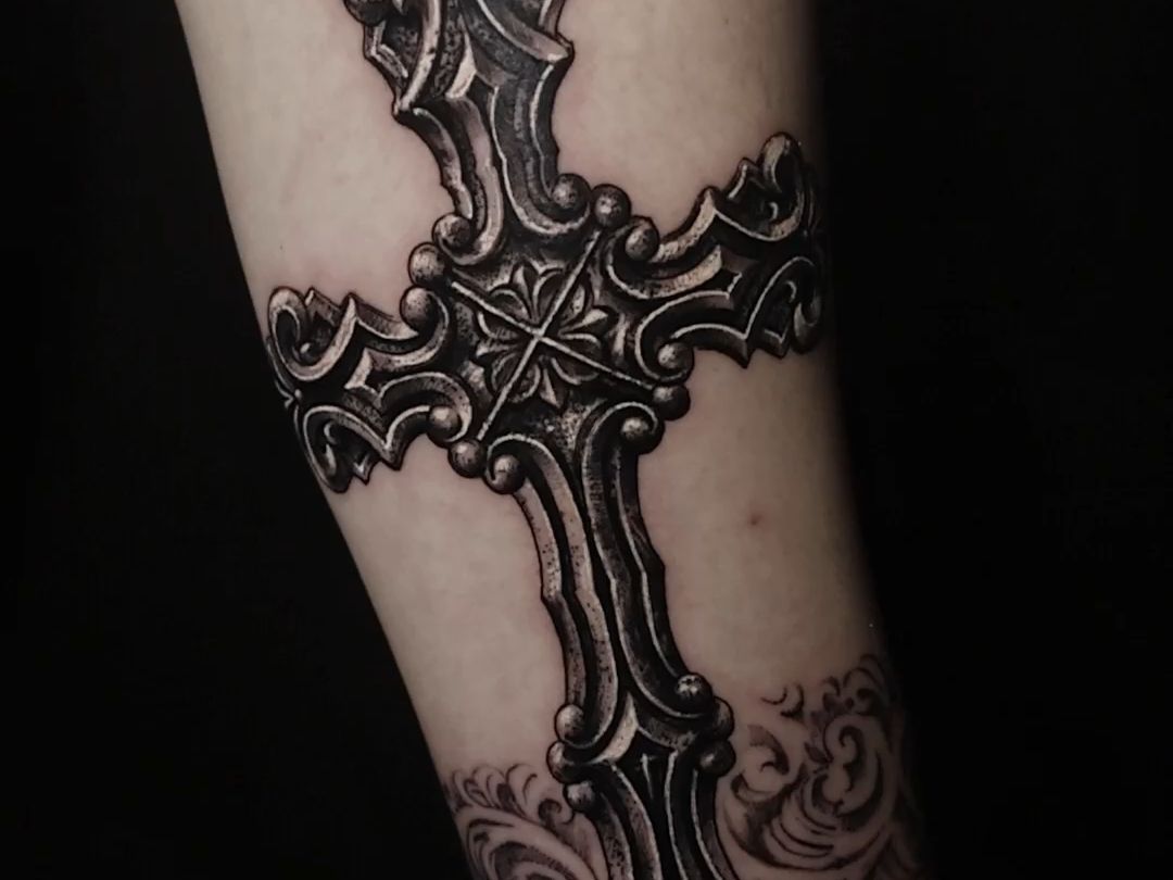 巴洛克十字架 鵼山老师纹身作品