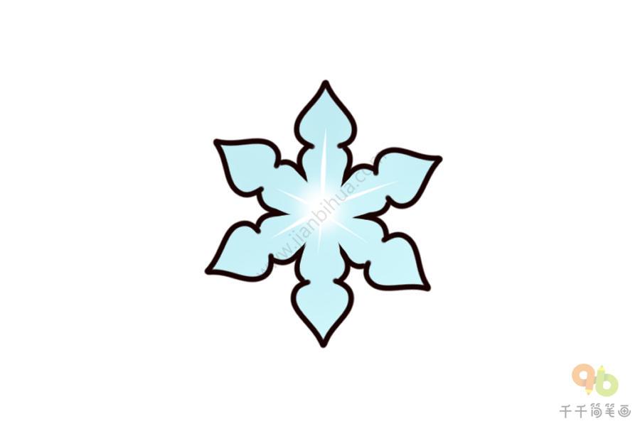 卡通白云雪花简笔画