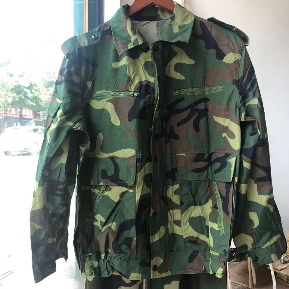 老式迷彩服套装八七式铜扣屁橄榄绿夏迷原套带补丁作训外套