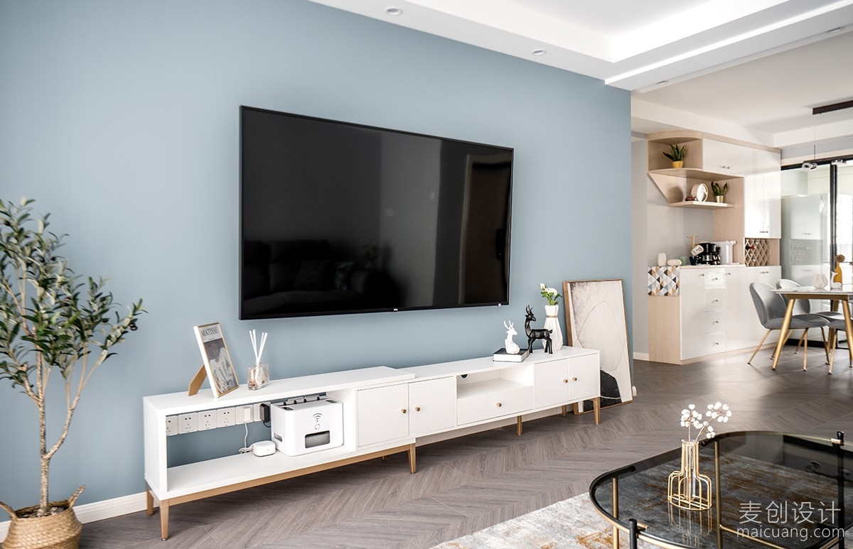 灰蓝色简约电视背景墙