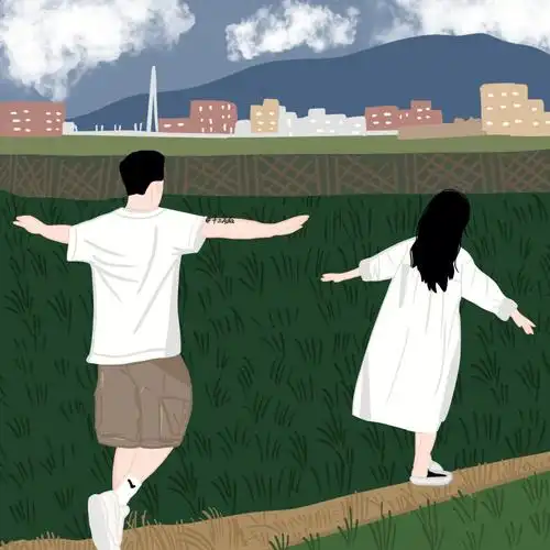 这是一组田野背影情侣头