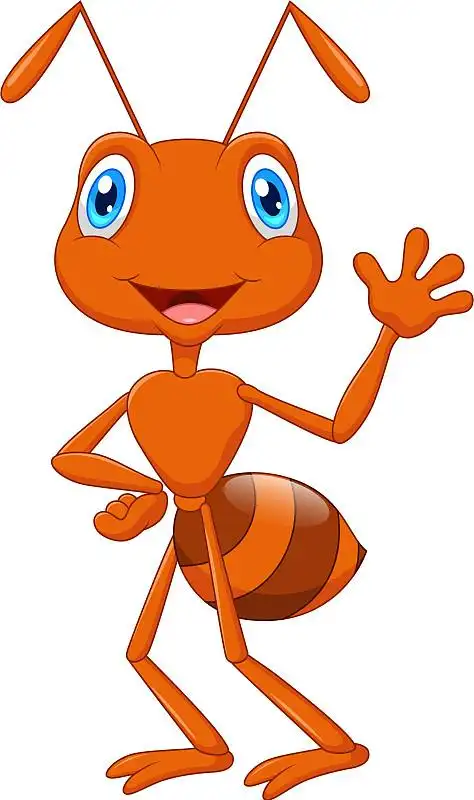 可爱的蚂蚁卡通挥手