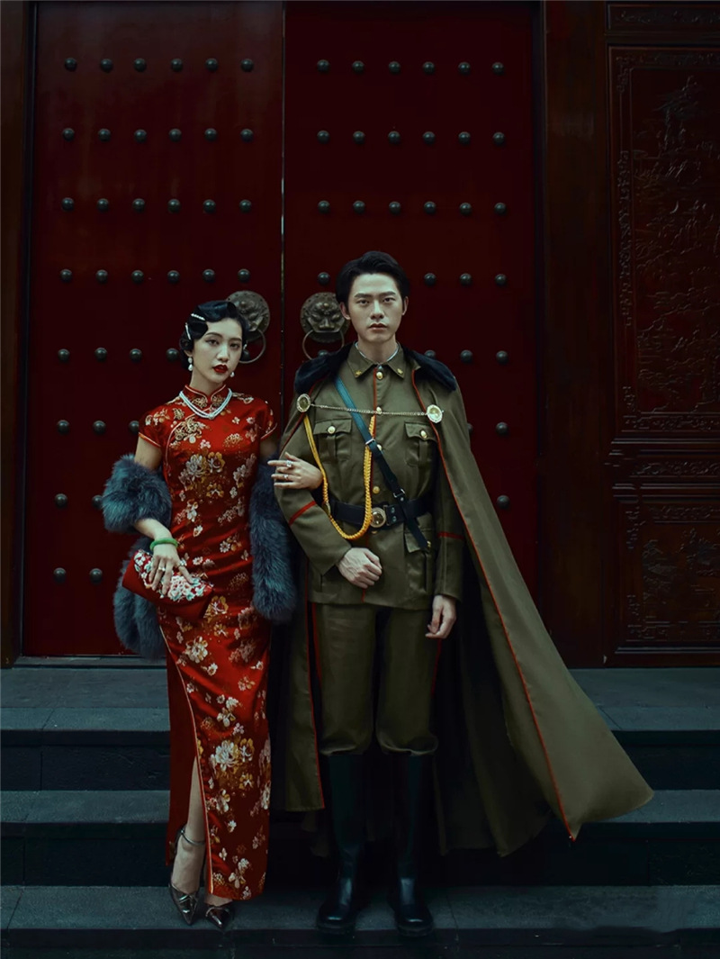 影楼民国拍照情侣剧本杀军装大帅军阀阔太旗袍街拍摄影写真演出服