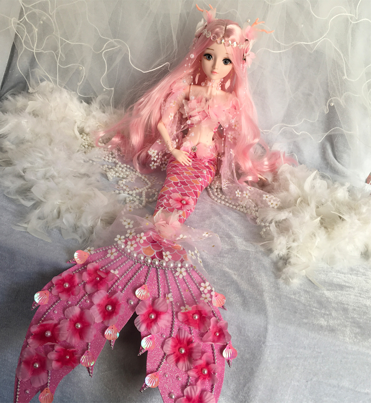 美人鱼公主60厘米大号花仙子娃娃纯手工bjd梦幻换装玩偶女孩礼物 人鱼