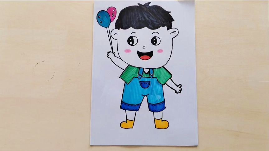 莒县龙山镇中心幼儿园:简笔画《快乐男孩》 (作者:许传扬)