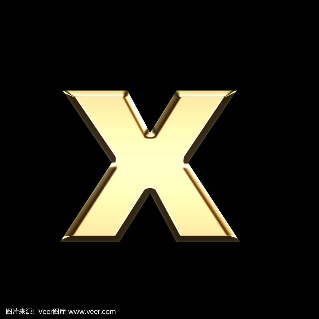 金色英文字母x在黑色背景-金色字母插图