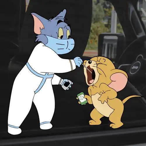 猫和老鼠采核酸漫画图搞笑 - 蜡笔小新卡通头像!