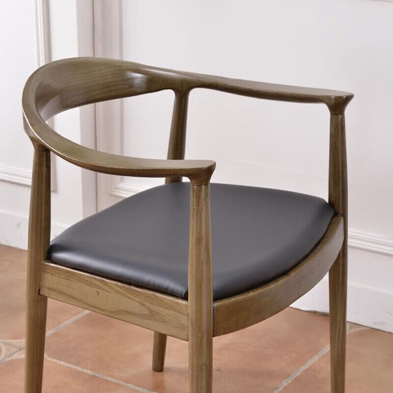 总统椅麻将椅简约实木椅子家用靠背扶手餐椅圈椅休闲椅牛角广岛椅木