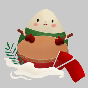 打鼓粽子端午原创元素