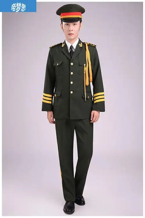 升旗手服装三装礼服制服套装军鼓管乐队班演出蓝色男款套餐三女155男