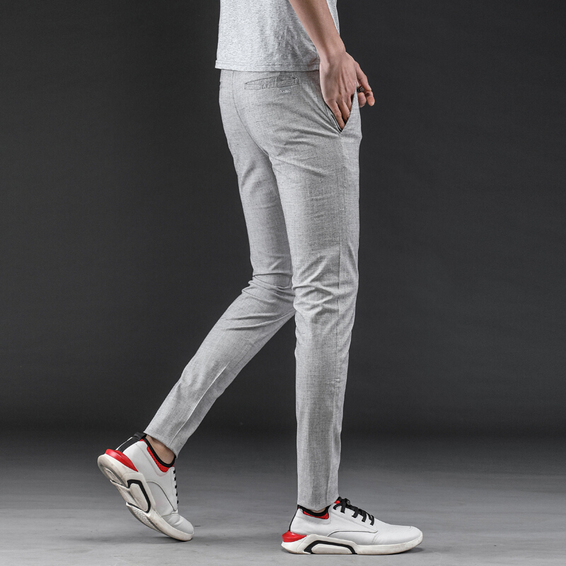 梵克公牛夏装男裤夏天裤子夏季款男士麻休闲裤长裤常规小脚流百搭