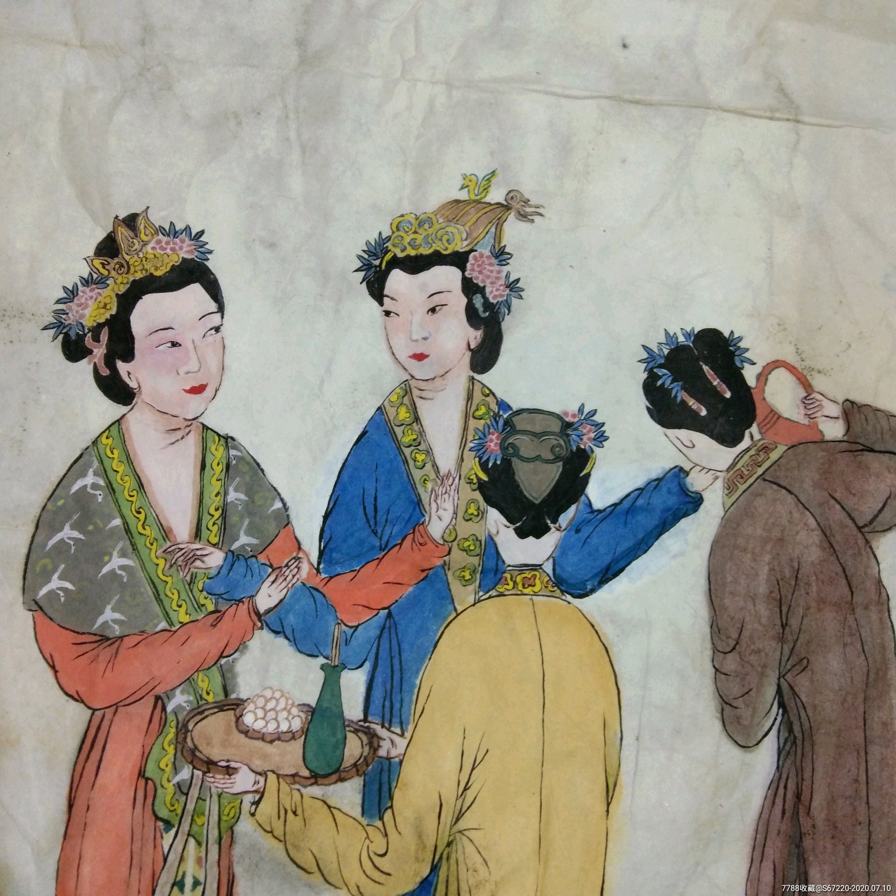 工笔仕女人物画,手绘