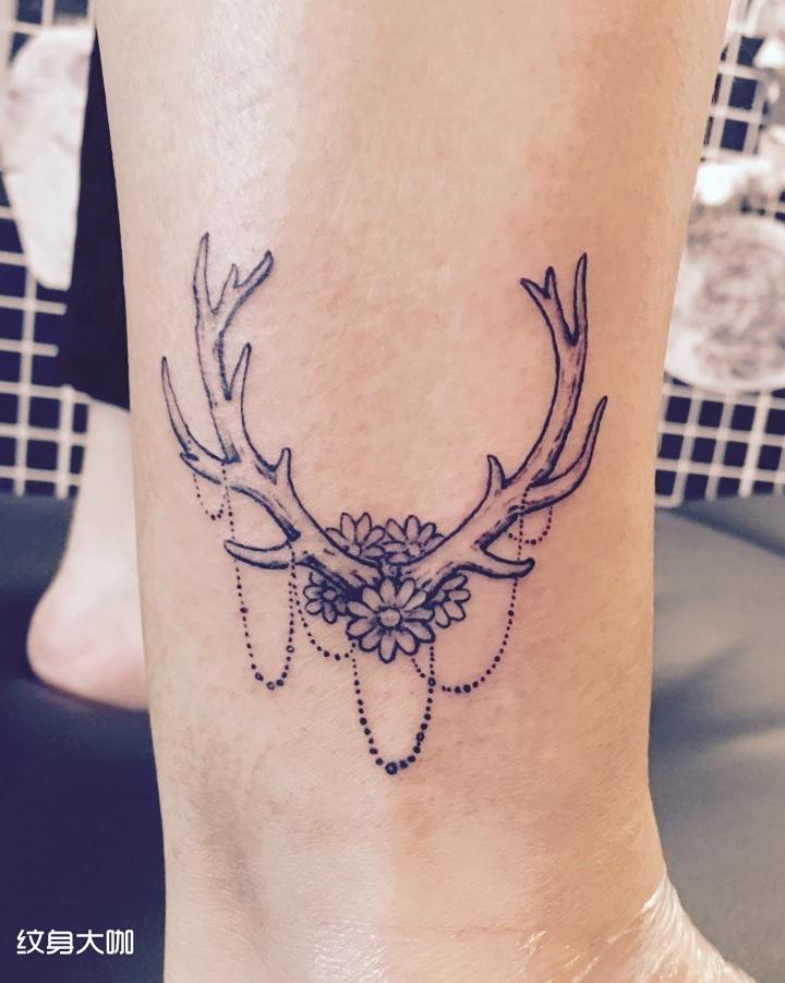 鹿角_纹身图案手稿图片_大咯的纹身作品集