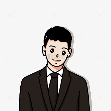 短发西装男生头像手绘人物插画