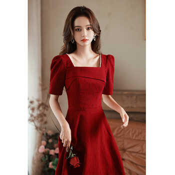 斯枕敬酒服新娘夏季红色订婚结婚小个子礼服连衣裙女回门便装平时可穿