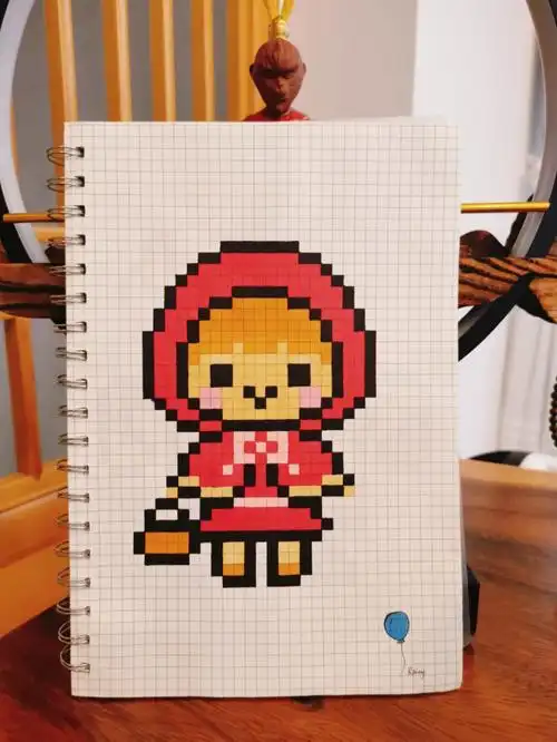 像素画临摹47可爱小红帽