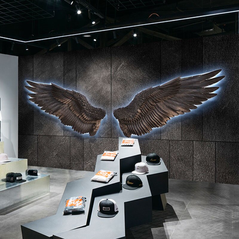 天使之翼黑色翅膀壁纸网红打卡抖音直播个性化背景图酒吧ktv墙纸