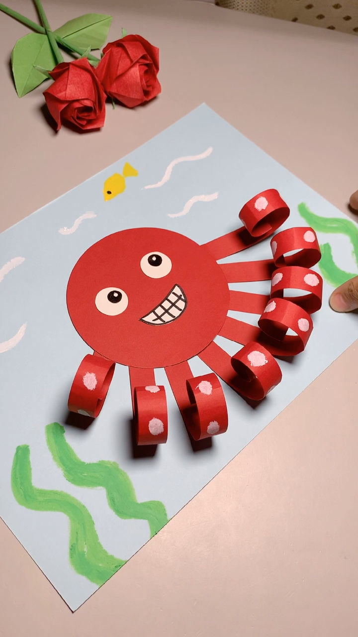 用卡纸做可爱的八爪鱼幼儿园手工我包了