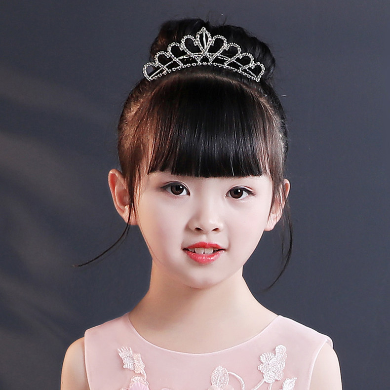 女童水晶皇冠儿童礼服发饰小伴娘饰品新娘头饰插梳式水钻