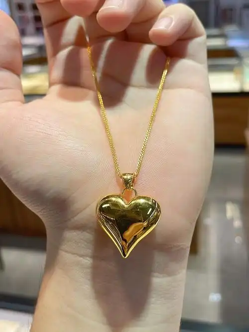 黄金爱心肖邦链搭配吊坠7克多