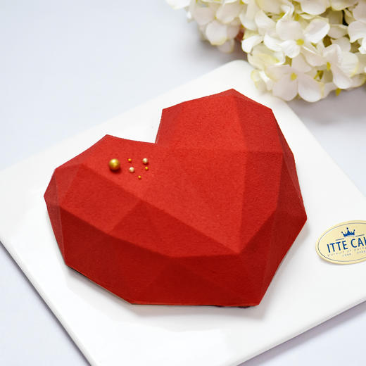 钻石心粉色红色菱形爱心生日蛋糕