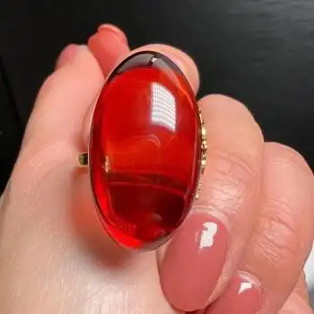 寻然珠宝欧洲进口天然血珀戒指波罗的海料油润血红通透明亮美无暇