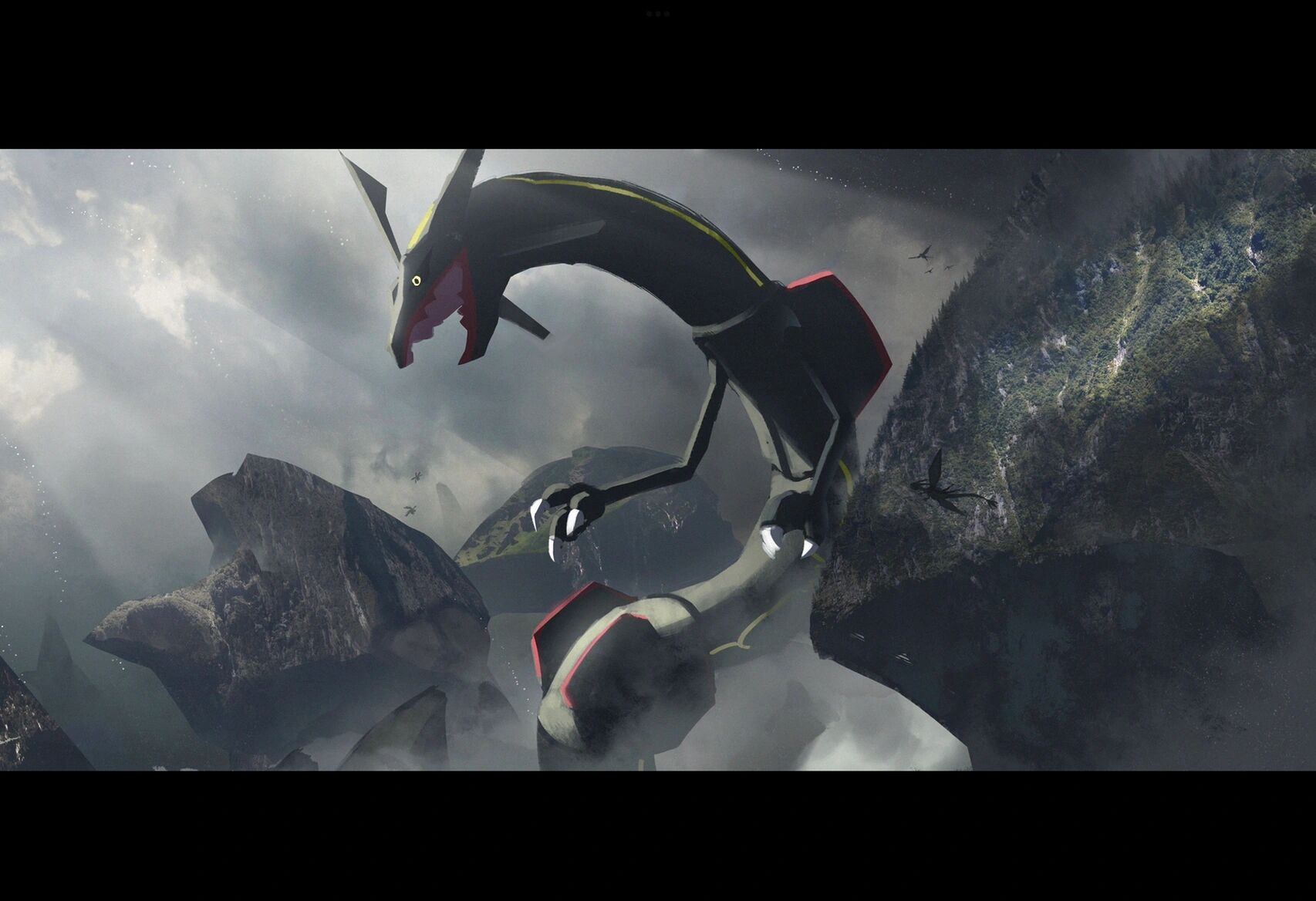 宝可梦壁纸 神兽篇 闪光裂空座 4k画质 黒い嵐 转载来自画师  あすて