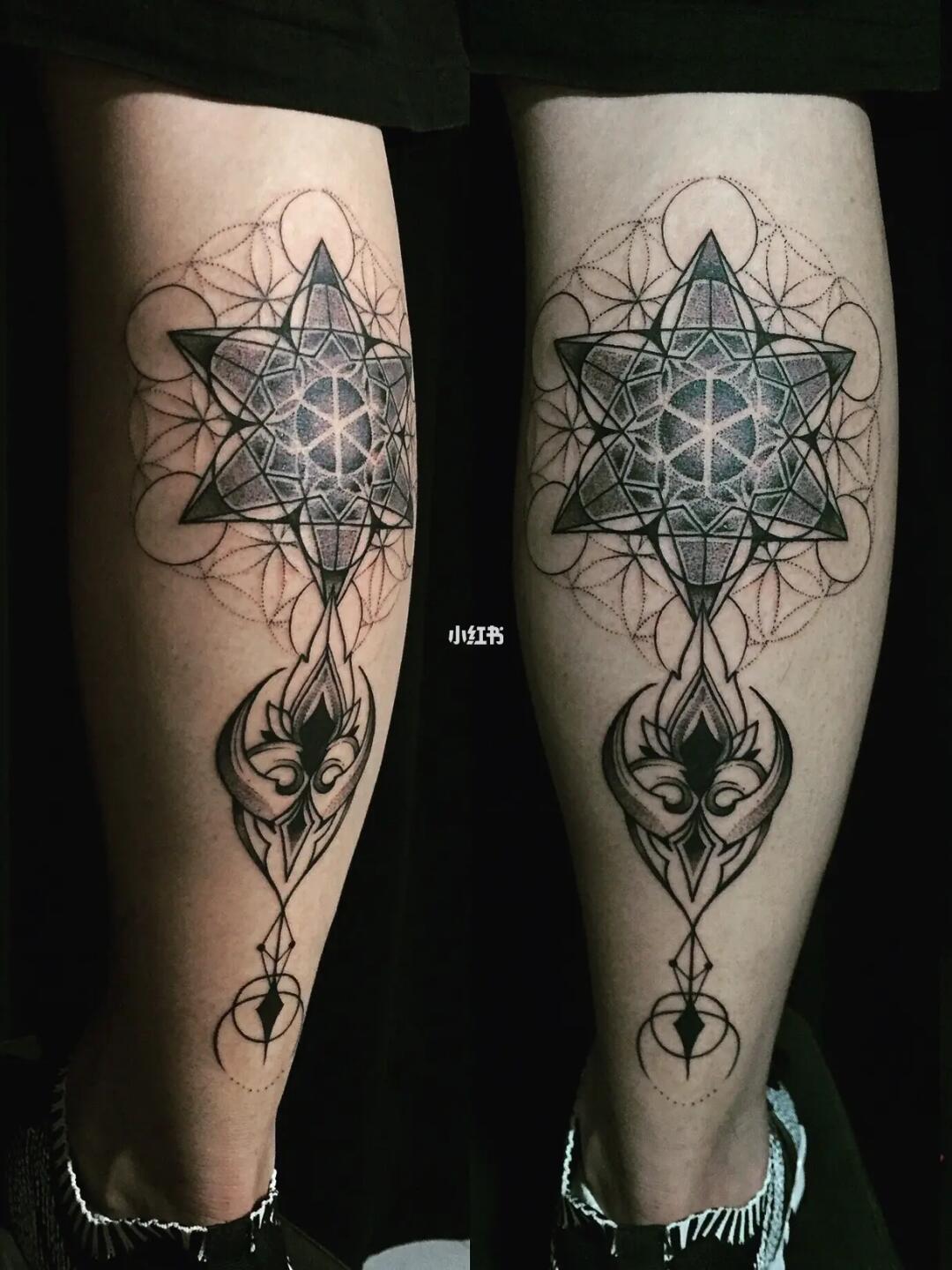 成都纹身小腿纹身梵花