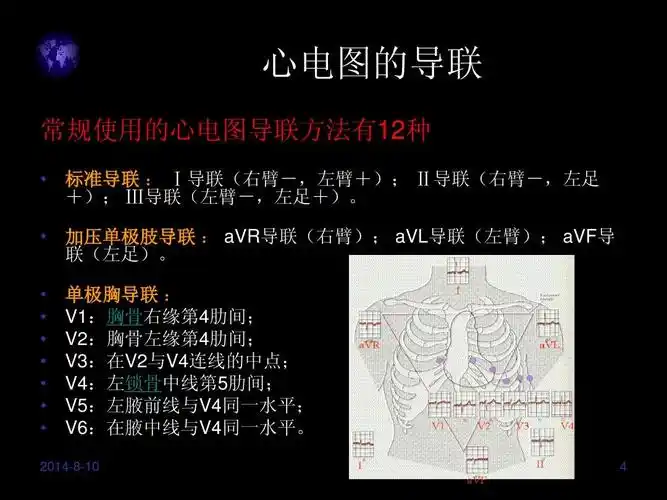 ppt 心电图的导联 常规使用的心电图导联方法有12种   标准导联 : Ⅰ