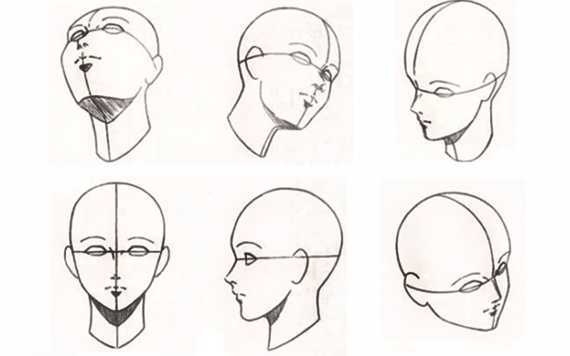 【新手向】零基础初学入门画漫画头部教程学习 漫画头部画法:各种角度