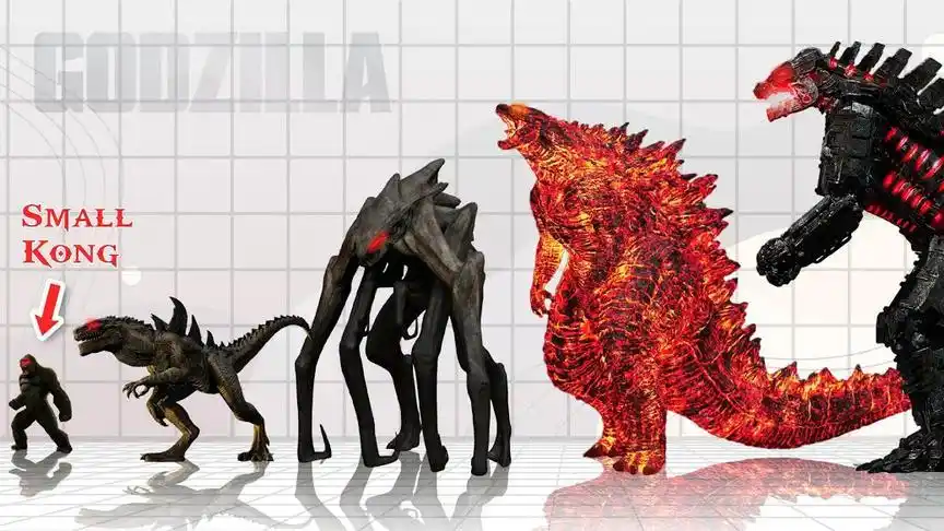 怪兽宇宙身高对比,小哥斯拉只有人高,王者基多拉才是最强?